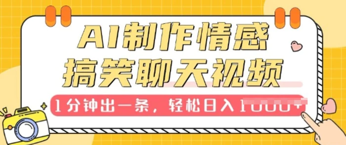 AI制作情感搞笑聊天视频，1分钟出一条，100%过原创，新手也能轻松上手| 网创圈