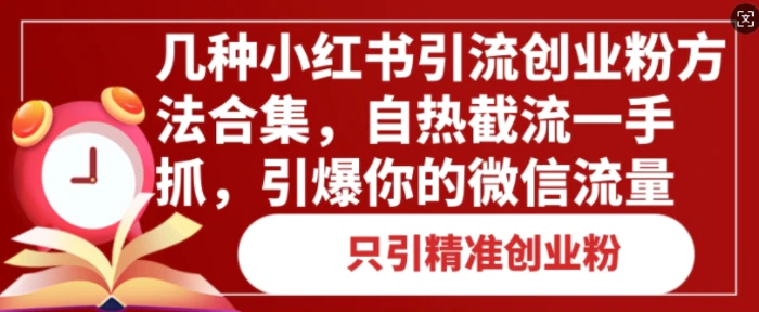 几种小红书引流创业粉方法合集，自热截流一手抓，引爆你的微信流量| 网创圈