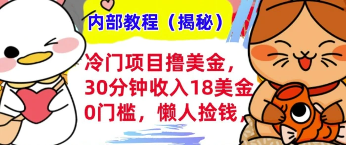 冷门项目撸美刀，30分钟收入18美刀，0门槛，懒人捡钱，无脑操作| 网创圈