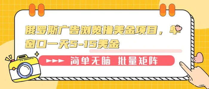 （13929期）俄罗斯广告浏览撸美金项目，单窗口一天5-15美金| 网创圈