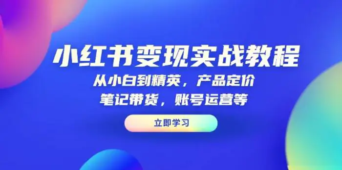 小红书变现实战教程：从小白到精英，产品定价，笔记带货，账号运营等| 网创圈