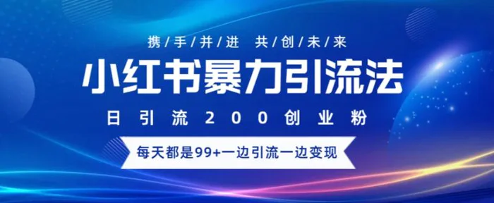 小红书暴力引流法，日引200精准创业粉，每天都是99+，边引流一边变现| 网创圈
