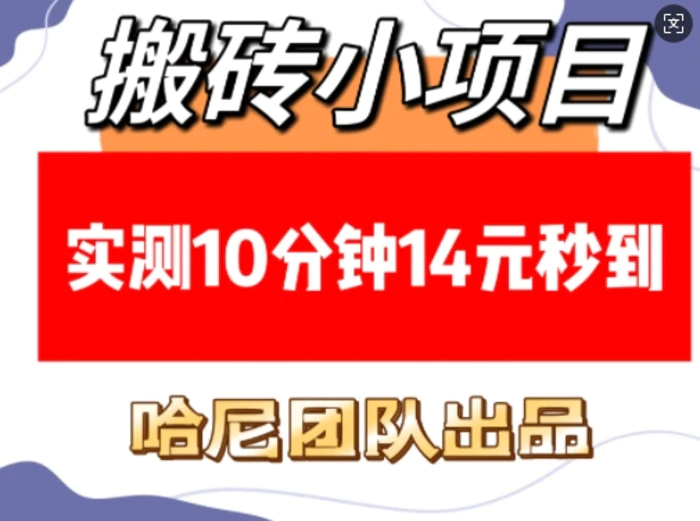 搬砖小项目，实测10分钟14元秒到，每天稳定几张(赠送必看稳定)| 网创圈