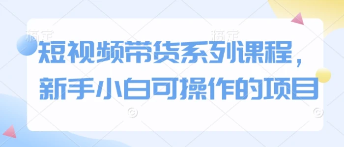 短视频带货系列课程，新手小白可操作的项目| 网创圈