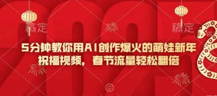 5分钟教你用AI创作爆火的萌娃新年祝福视频，春节流量轻松翻倍| 网创圈