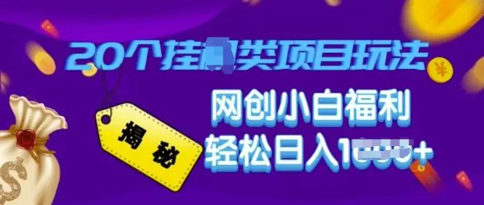 揭秘20种挂JI类项目玩法 网创小白福利轻松日入多张| 网创圈