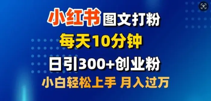 2月小红书图文打粉，每天10分钟，日引300+创业粉，小白轻松月入过W| 网创圈