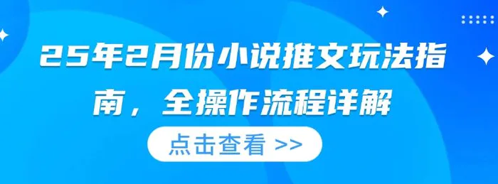 25年2月份小说推文玩法指南，全操作流程详解| 网创圈