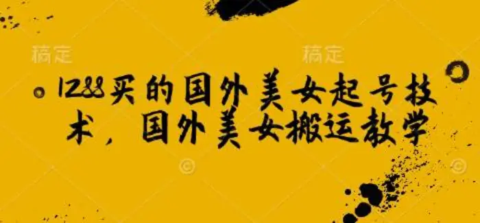 1288买的国外美女起号技术，国外美女搬运教学| 网创圈