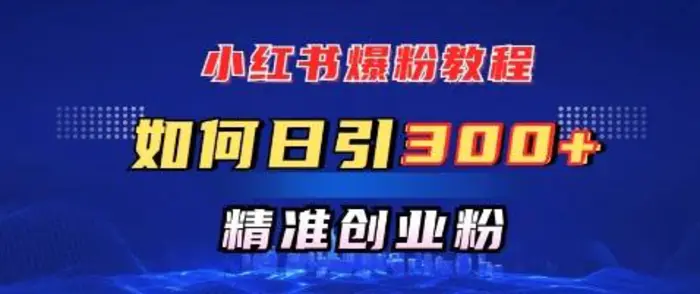 小红书爆粉教程，如何日引300+创业粉，快速实现精准变现| 网创圈