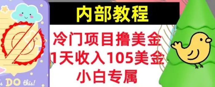 冷门项目撸美金，小白专属，1天收入105美刀，0门槛，内部教程| 网创圈