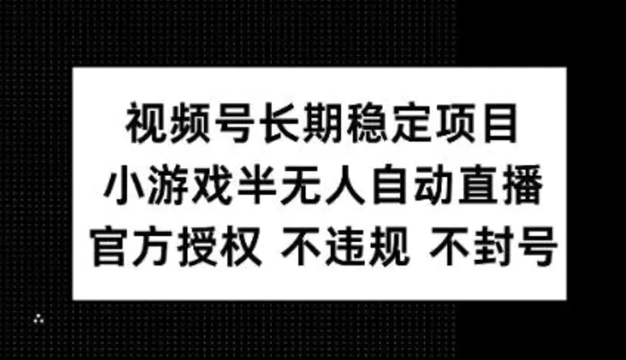 视频号长期稳定项目，小游戏半无人自动直播，官方授权 不违规 不封号| 网创圈
