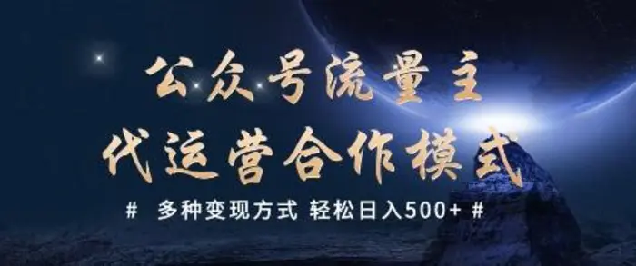 公众号流量主代运营  多种变现方式 轻松日入5张【揭秘】| 网创圈