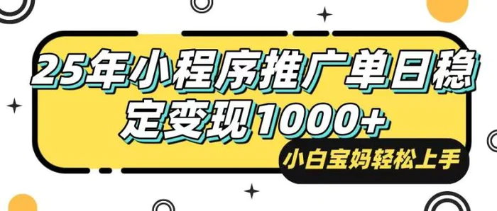 （14298期）25年最新风口，小程序自动推广，，稳定日入1000+，小白轻松上手| 副业网