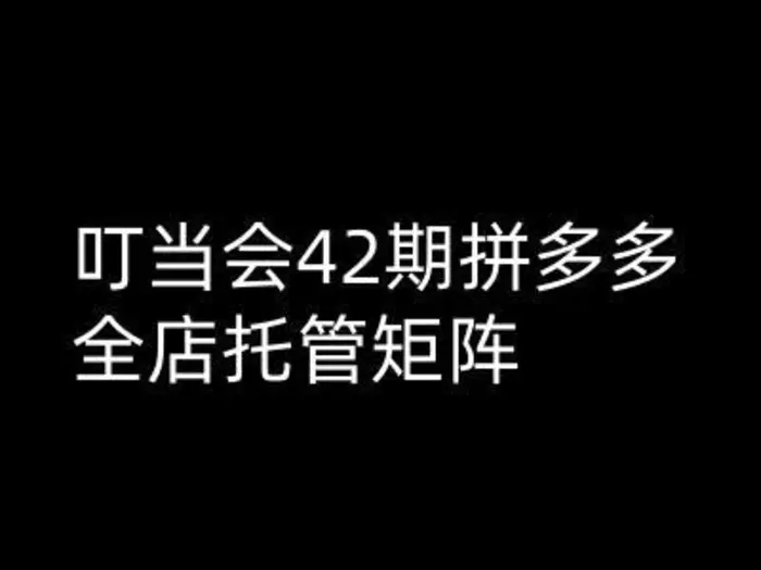 叮当会拼多多打爆班原创高阶技术第42期，拼多多全店托管矩阵| 网创圈