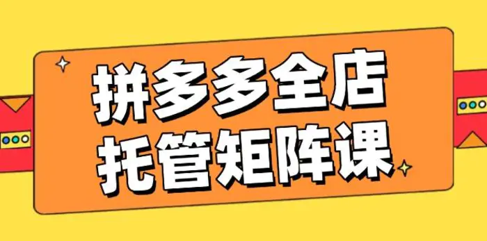 （14328期）拼多多全店托管矩阵课，盈利动销玩法，高效计划设置，提升店铺效益| 网创圈