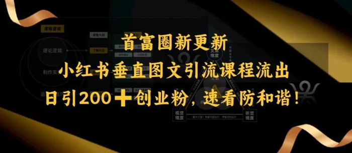 小红书垂直图文引流课程流出，日引200+创业粉，速看防和谐| 网创圈