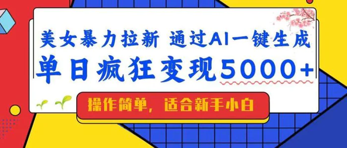 （14347期）美女暴力拉新，通过AI一键生成，单日疯狂变现5000+，纯小白一学就会！| 网创圈