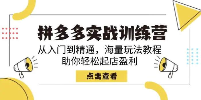 （14392期）拼多多实战训练营，从入门到精通，海量玩法教程，助你轻松起店盈利| 网创圈