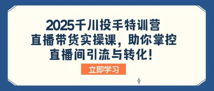 （14423期）2025千川投手特训营：直播带货实操课，助你掌控直播间引流与转化！| 网创圈
