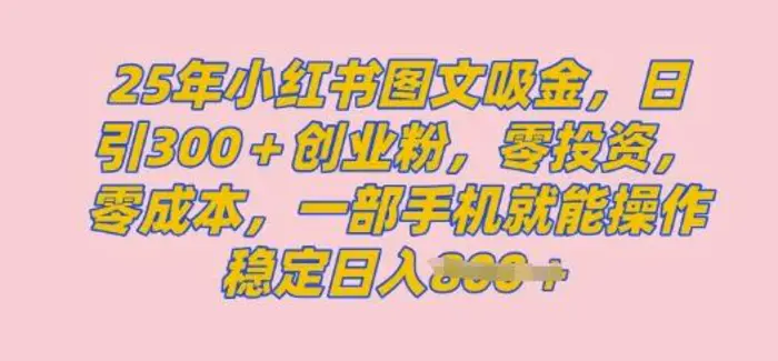 2025年小红书创业粉图文自热教程，日+300创业粉，单日变现多张，无脑操作，宝妈，小白抓紧冲| 网创圈