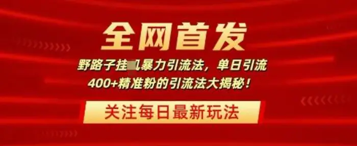 全网首发，野路子暴力引流法，单日引流400+精准粉的引流法大揭秘| 网创圈