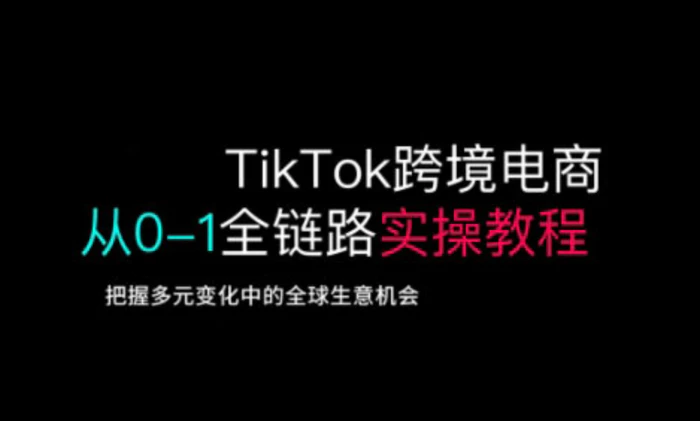 TikTok跨境电商从0-1全链路全方位实操教程，把握多元变化中的全球生意机会| 网创圈