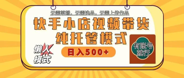 【快手小店代运营】限时托管计划，全程喂饭，单日稳定变现800＋| 副业网