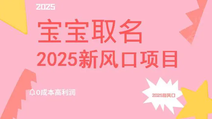 （14593期）2025新风口项目宝宝取名，0成本高利润，附保姆级教程，月入过万不是梦| 网创圈