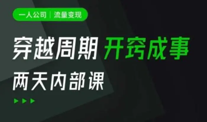 一人公司：流量变现课，一人公司的方法模型拆解， 拆解富人思维，流量思维，小老板思维等| 网创圈