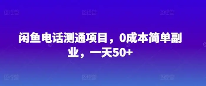 闲鱼电话测通项目，0成本简单副业，一天50+| 网创圈