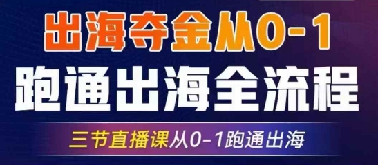 2025出海夺金从0-1跑通出海全流程，三节直播课从0-1跑通出海，教你用AI跑通全流程| 网创圈