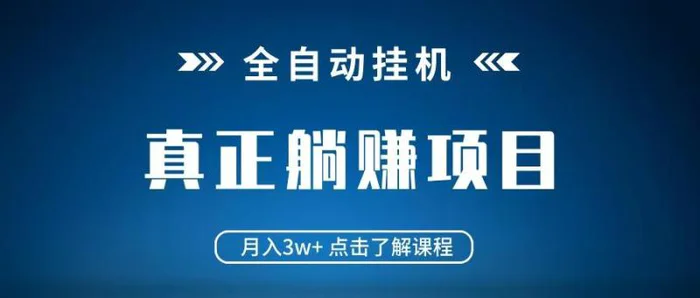 全自动挂机项目 月入3w+ 真正躺平项目 不吃电脑配置 当天见收益| 网创圈