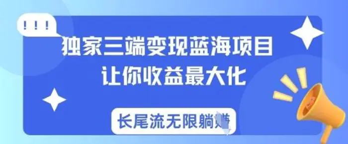 独家三端变现蓝海项目，让你收益最大化，长尾流无限躺挣| 网创圈