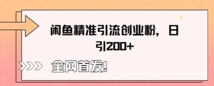 闲鱼精准引流创业粉，轻松日引200+| 网创圈