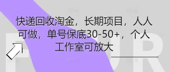 快递回收淘金，长期项目，人人可做，单号保底30-50+，个人工作室可放大| 副业网