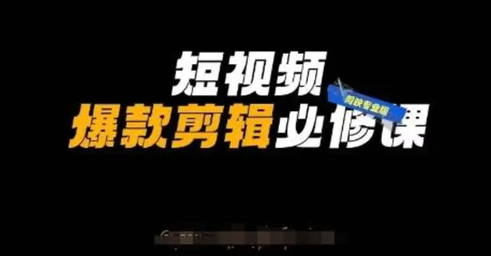 短视频爆款剪辑必修课，剪映专业版实操+自媒体技巧| 网创圈