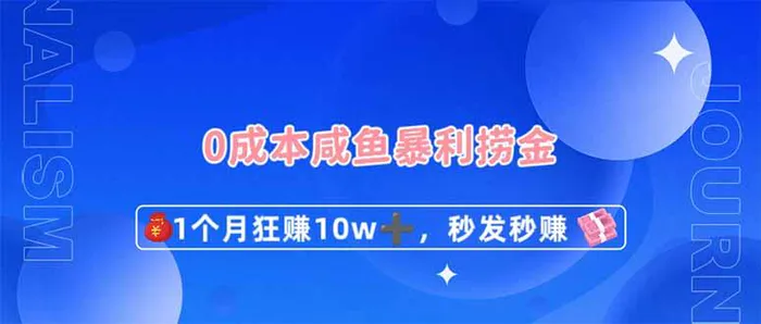 0成本闲鱼暴利捞金，1个月狂赚10W+，秒发秒赚新玩法| 副业网