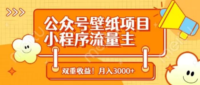 公众号壁纸项目，小程序流量主双收益，月入3000+| 网创圈