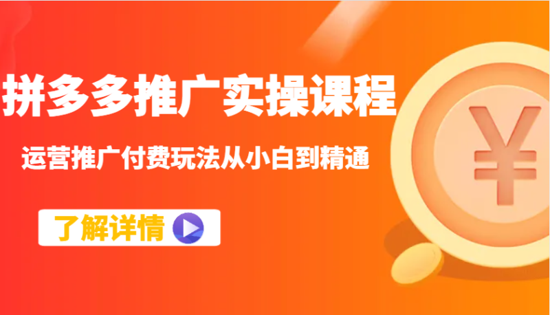 拼多多推广实操课程：运营推广付费玩法从小白到精通| 网创圈