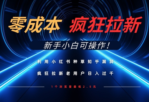 利用小红书种草知乎漏洞，零成本疯狂拉新日入数张，新手小白可操作| 网创圈