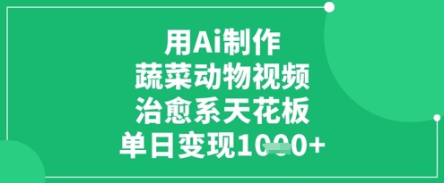 用Ai制作蔬菜动物视频，治愈系天花板，单日变现1k| 网创圈