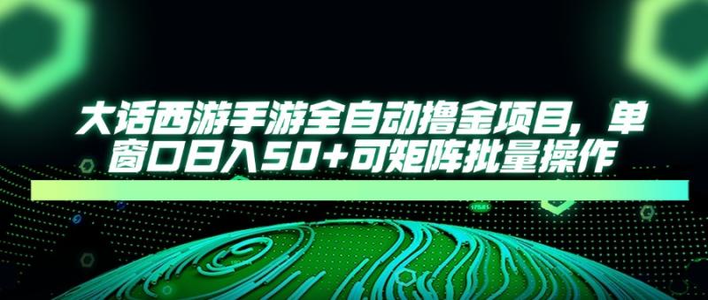 （14498期）大话西游手游全自动撸金项目，单窗口日入50+可矩阵批量操作| 网创圈
