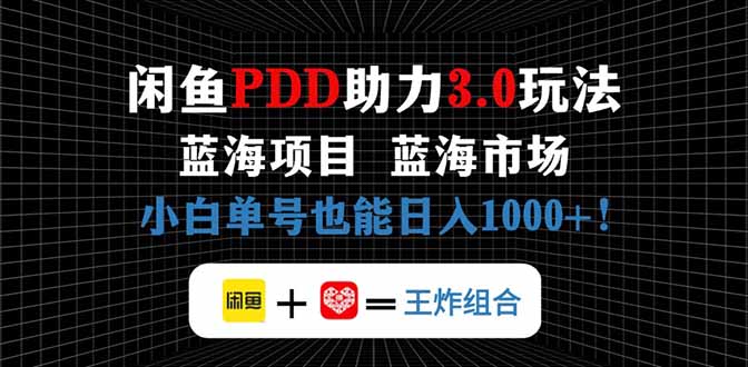 （14516期）闲鱼卖拼多多助力项目，蓝海市场新手也能单号日入1000+| 网创圈
