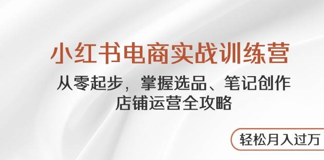 小红书电商实战训练营，从零起步，掌握选品、笔记创作、店铺运营全攻略，轻松月入过万| 网创圈