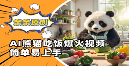 Ai熊猫吃饭爆火视频，条条原创，简单易上手| 网创圈