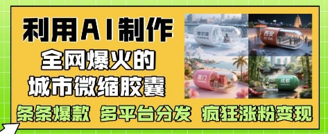 利用AI制作全网爆火的城市微缩胶囊，条条爆款， 多平台分发，疯狂涨粉变现| 副业网