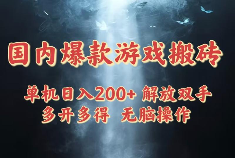 （14659期）国内爆款游戏搬砖，单机日入200+，长期稳定，多开多得，无脑操作| 副业网