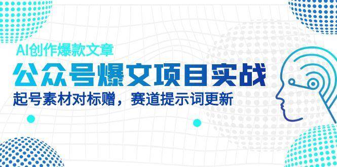 公众号爆文项目实战，AI创作爆款文章，起号素材对标赠（附赛道AI提示词）| 网创圈
