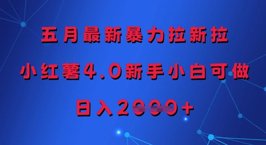 五月最新暴力拉新拉，小红薯4.0新手小白可做，日入多张| 网创圈